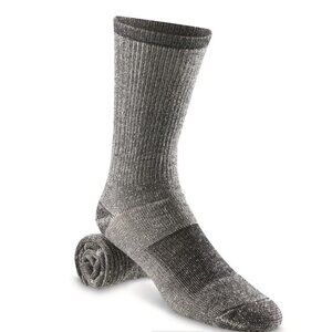 HuntRite Men's Merino Wool Blend Crew Socks, Black, Large, 3 Pairs - New